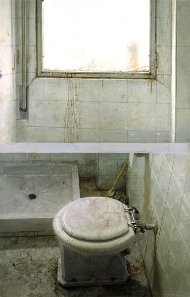 A grungy view of Toilet and Window by Antonio Lopez Garcia