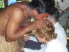 Yachak blowing smoke on Fulya&rsquo;s head