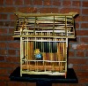 A cage containing a video by Marianne Petit.