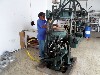 Molding a Panama hat on the press