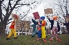 Pickets in Park Square for Fools Festival. Finally, they Sent in the Clowns!