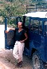 Susan and her jeep, El Salvador, 1992