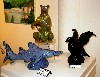 A group of ceramic sculptures.