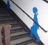 Stenciled kids by Roadsworth on the way to class.