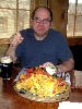 Hunkered down with beer and nachos at the Freight Yard.