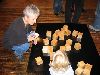 Gallery goers play with Smitglass' blocks