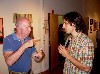 Ed Carson, left, has a pointed discussion with web designer Jason Morin.