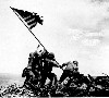 Raising the flag on Iwo Jima.