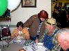 A table of artists networking.