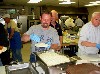 Dishing out the pasta.