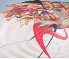 The abstract painting "Menace" by Sean Foley was shown at the DeCordova Museum.