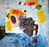 Ray Grist, The Blue #1- Call and Response, Mixed Media Collage on masonite, 2001