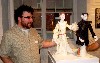 David Lane with his puppet portraits at the Eclipse Gallery.