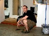Artist Josh Field who is showing on Main Street helped to install at Kolok Gallery.