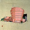 Rose Color Early Rendering of Solomon R. Guggenheim Museum by Frank Lloyd Wright