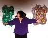 Marjorie Minkin activating the sensors of her sculptures.