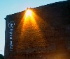 Using industrial lights John Powell has transformed the Eclipse Mill into a sculpture.