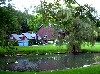 The barn seen from the duck pond.