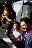 The Pizzarelli family signing autographs.