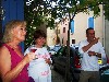 Christine Endriss, Germany, Magdalena Bus (�Babi�), Romania, and Ricardo Da Silva, a next door neighbor.