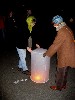 Susan and Astrid getting ready to launch their lantern.