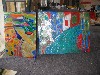Works by Toi in the studio.