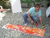 Istvan working outdoors on a series of gestural works.