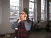 Taking a call.