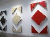 Variations of modular wall pieces by Daniel Buren.