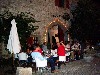 The cafe at night.