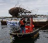 Codfish Sculpture on Barge in Boston Harbor