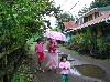 A family in the rain