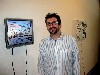 Stern in the gallery with works he collaborated on with Jessica Mennick Ganger.