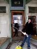 Marianne Petit was washing the windows at Greylock Arts.