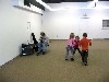 Kids were dancing to a one man band.