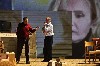David Chandler as Leo Gordon and Jonathan Epstein as Sam Katz with Sally Wingert&rsquo;s image projected