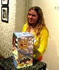 Morgan Cranmer and her ceramic sculpture.