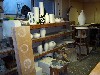 Drying shelves and two kilns.