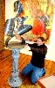 Seitel installing the work.