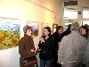 Astrid Hiemer, left, talks with Marianne Petit of Greylock Arts.