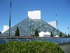 Dramatic glass pyramids.