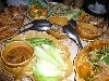 Dinner spread at restaurant