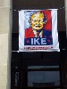 The banner in the Library entrance resembles designs by Shepard Fairey.