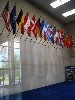 Flags displayed in the function room.
