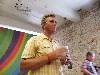 Mass MoCA director, Joe Thompson, introduced Wilco to the media.