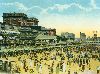The hotels abut the beach.
