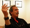 Benno Friedman during the opening of his exhibition at Suffolk University several years ago. Giuliano photo.