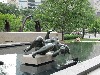 A classic work by Maillol floating in a pool.