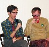 Dustin Ingram and director Keith Bearden discuss Monica Velour. (Giuliano photo)