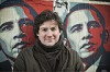 New Adjunct Curator Pedro Alonzo in front os works from the popular Shepherd Fairey Show
Photo: Eric Levin / Elevin Studios